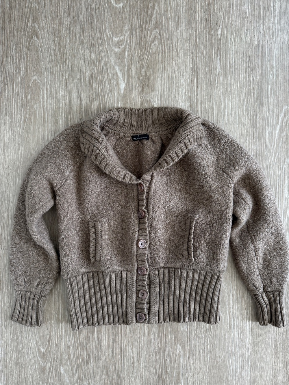Moda International Wool Cropped 3/4 Sleeve Cardigan